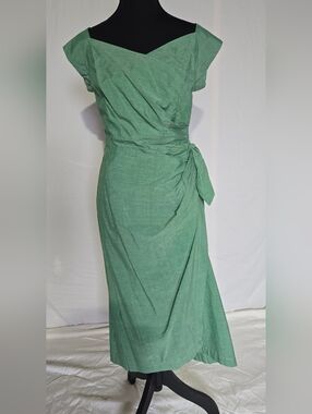 RARE Whirling Turban Sarong Sage Green Dress L